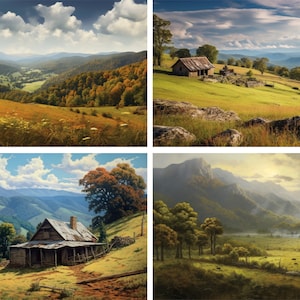 Appalachian Landscape Digital Art 4-Pack, Appalachian Landscape Background, Mountain Art, Custom Design, Instant Download, Appalachian Trail