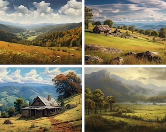 Appalachian Landscape Art Prints, Mountain Scenery Background (Digital Download)