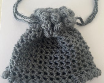 Crochet Bubble Drawstring Pouch