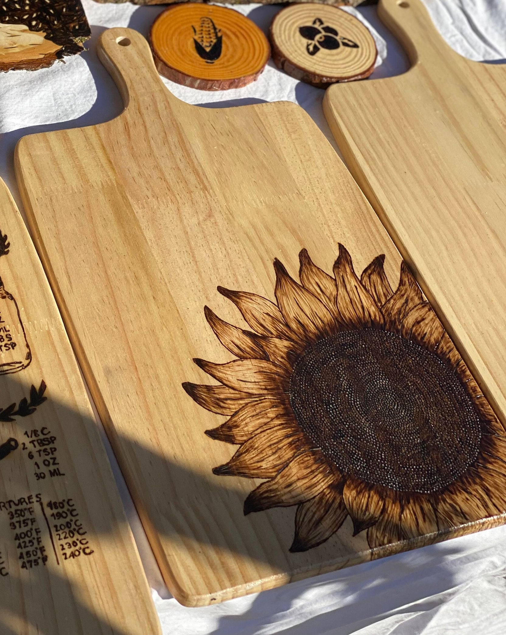 Woodburned Sunflower Cutting Board 