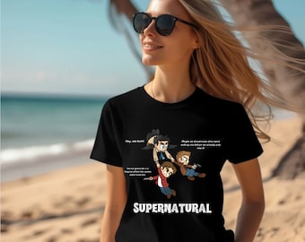 Camiseta de desenho animado sobrenatural: camiseta de fã de Sam, Dean e Cas