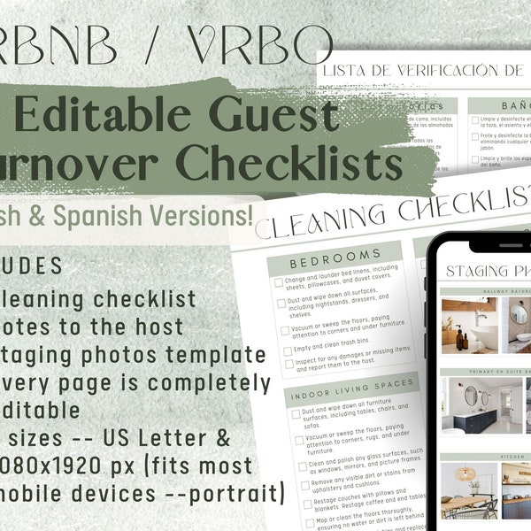 Spanish English Housekeeping Checklist Etsy