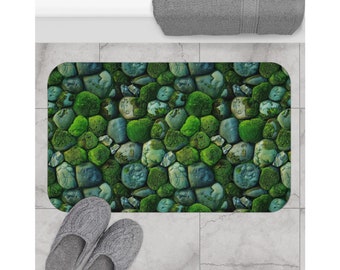 Stone Bath Mat, Moss Bath Mat, Green Bath Mat, Boho Bath Mat, Unique Bath Mat, Moss Rug, Moss Decor, Bathroom Mat