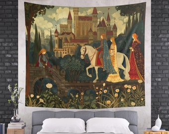 King Arthur and Guinevere Tapestry, Medieval Tapestry, Medieval Wall Art, Medieval Wall Hanging, Renaissance Tapestry, European Tapestry