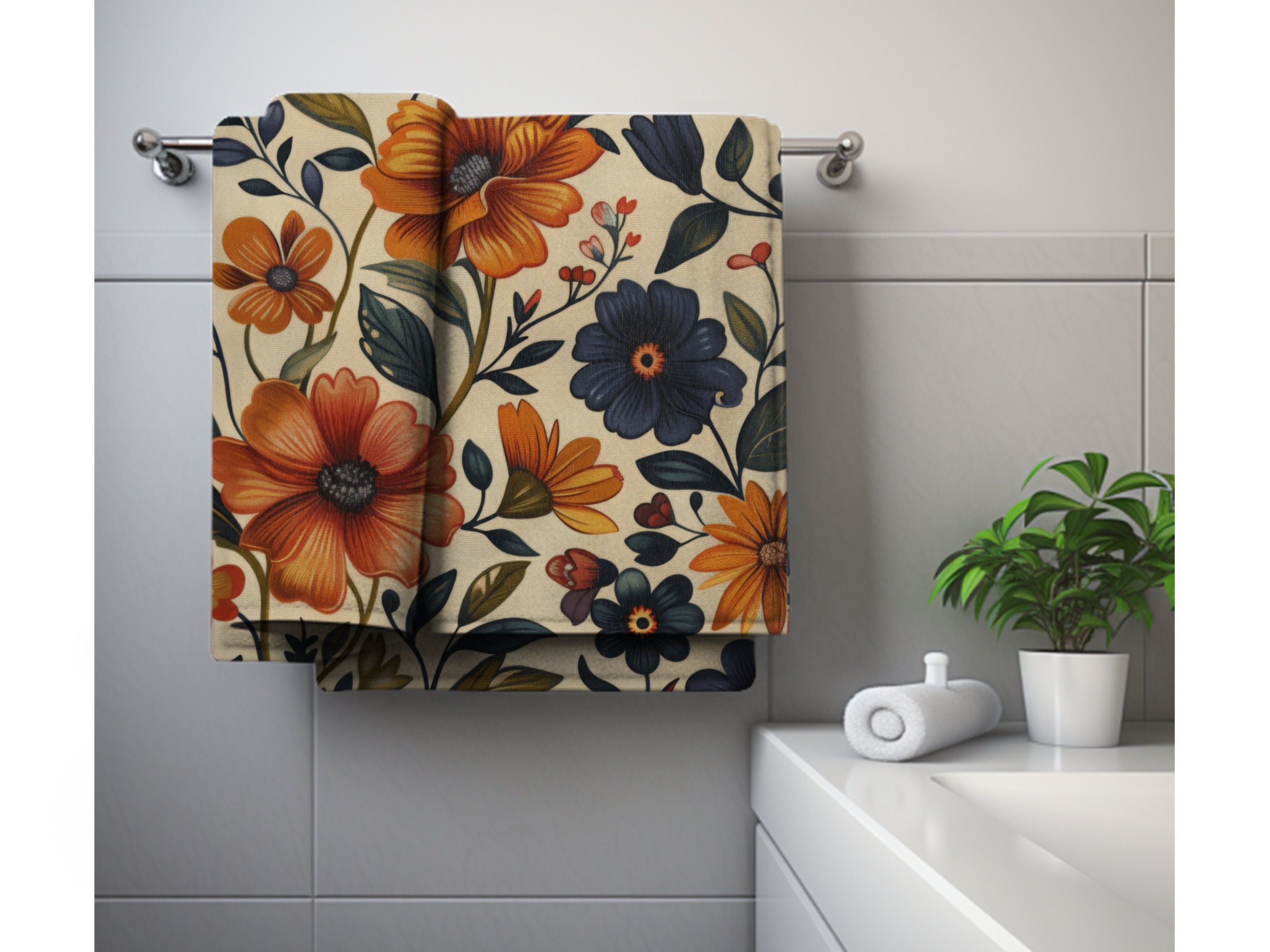 Grey Floral Hand Towels Botanical Fingertip Towels Set Of 2 Soft Guest Face Towel Bathroom Decorations Thin Kitchen Tea Dish Towels
