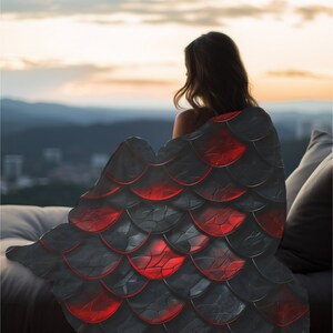 Red Dragon Scale Blanket, Dragon Blanket, Dragon Gift, Dragon Pattern Throw Blanket, Throw Blanket, Throw Blanket Couch, Dragon Gift
