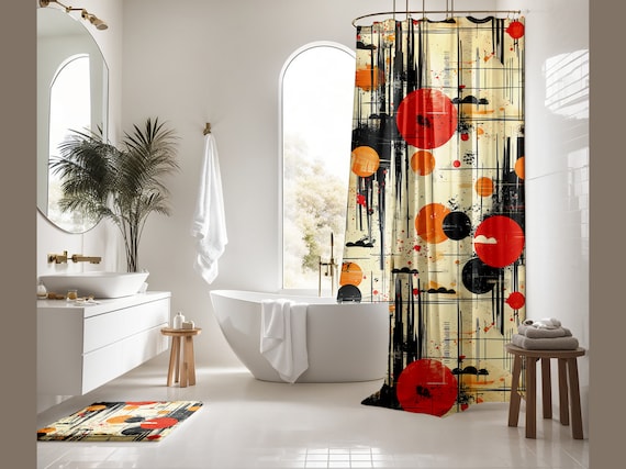 Japandi Shower Curtain Art Shower Curtain Japandi Decor Asian Home Decor Japanese Home Decor Black Shower Curtain Etsy UK