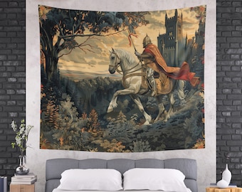 King Arthur Tapestry: Medieval Art Wall Hanging, Woven in