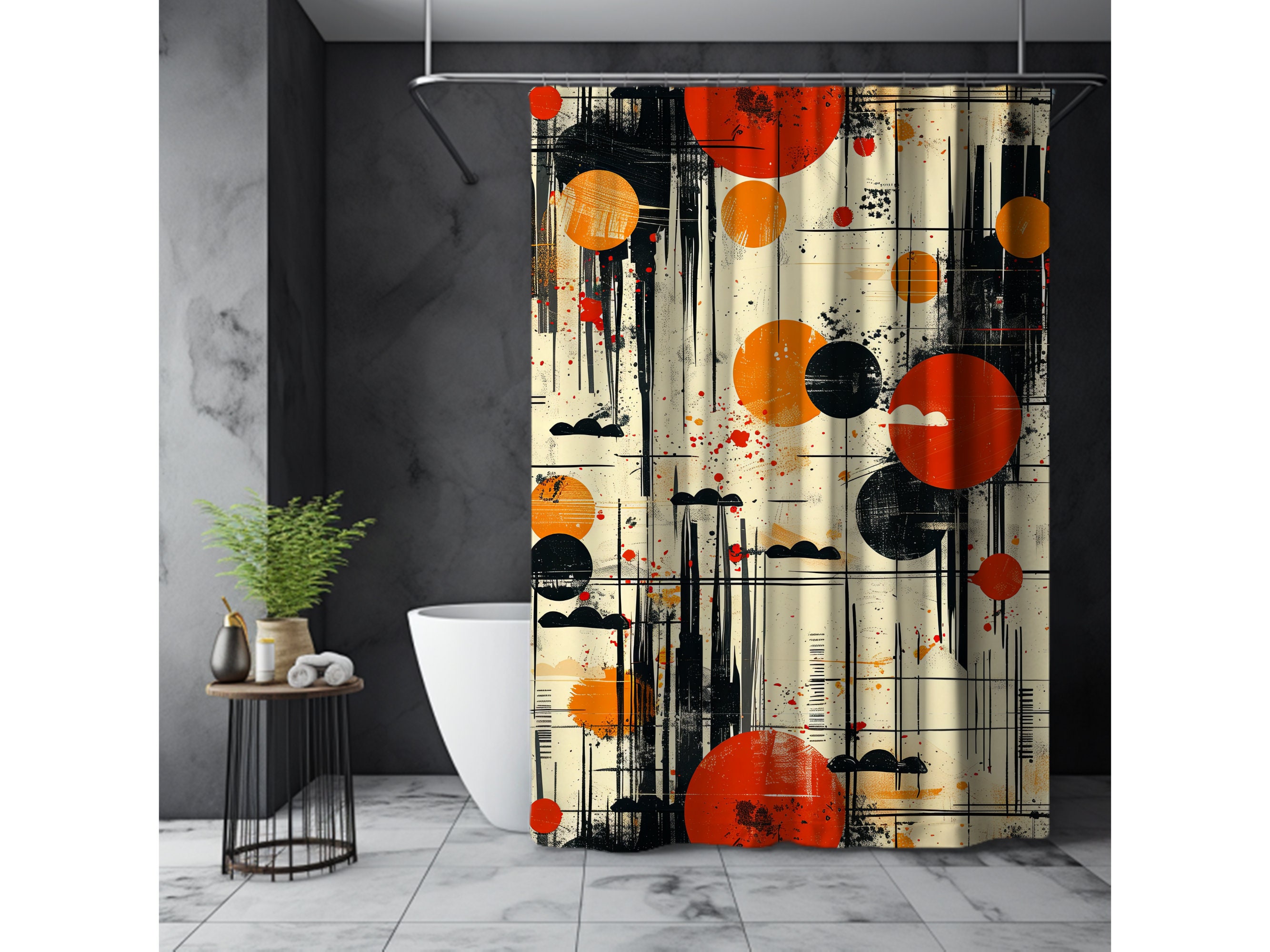 Japandi Shower Curtain, Art Shower Curtain, Japandi Decor, Asian Home
