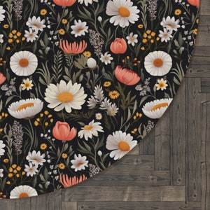 Wildflower Cottagecore Round Rug, Round Floral Rug, Pastel Wildflower Pattern Round Area Rug , Wildflower Decor