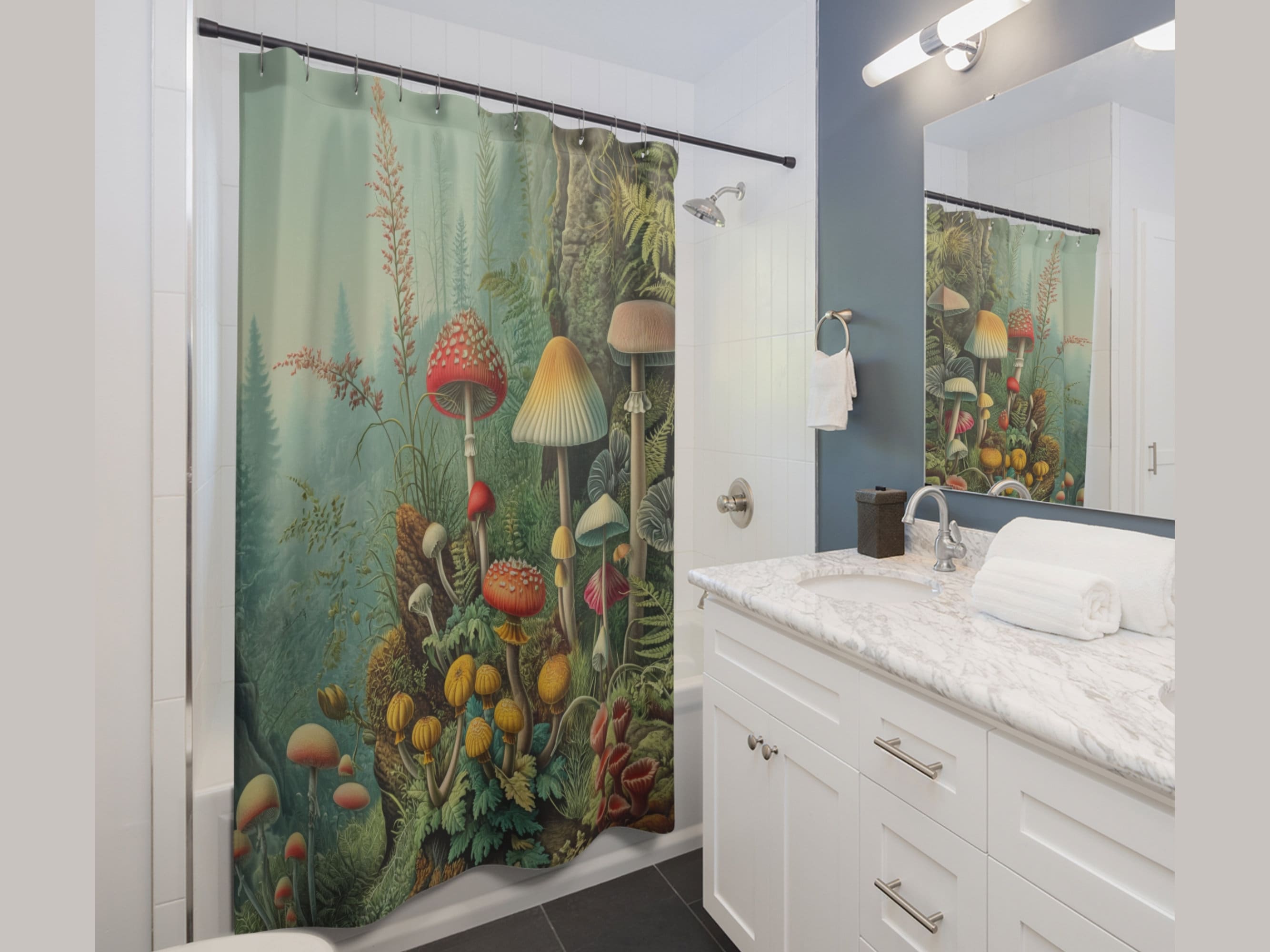 Botanical Shower Curtain,mushroom Shower Curtain, Cottagecore Shower