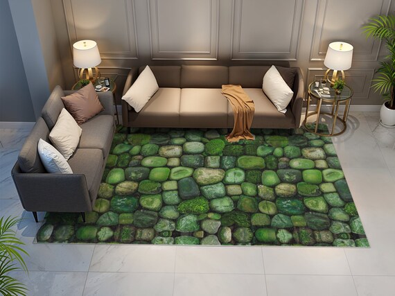 Moss Stone Rug, Indoor Outdoor Rug, Green Rug, Unique Rug, Nature Rug, Green Moss Rug, 3D Moss Area Rug, Cottagecore Rug, Moss Area Rug