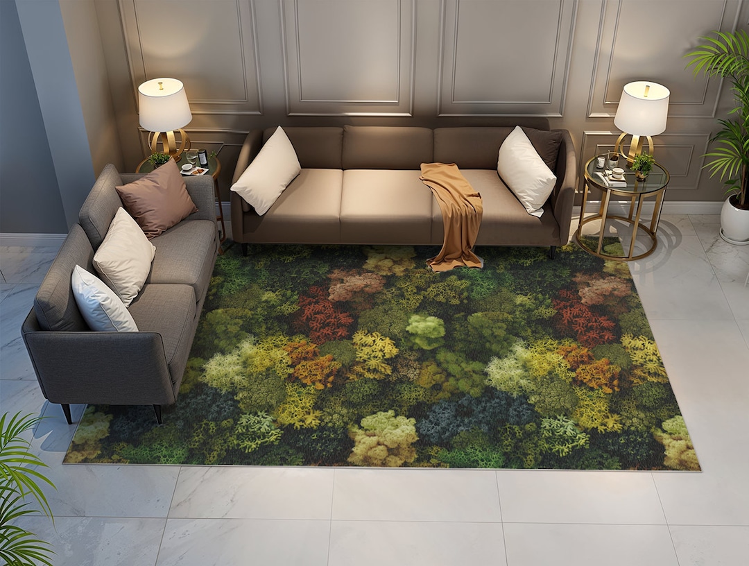 Colorful Moss Rug, Moss Rug, Cottagecore Rug, Flower Rug, Moss Rug for ...