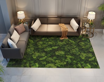 Green Moss Rug, Moss Rug For Bedroom, Moss Rug, Nature Rug, Plant Rug, Cottagecore Rug, Flower Rug, Green Rug, 3D Moss Area Rug