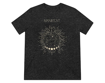 Manifest Tee: Unisex Triblend Shirt with Moon Phases