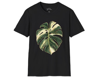 Golden Albo Monstera Leaf T-Shirt | Plant Lover Tee, Botanical Accent
