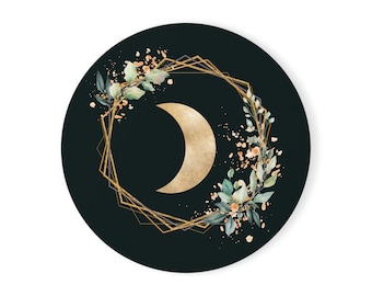 Geometric Gold Moon Cork Back Coaster