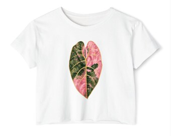 Pink Variegated Watsoniana with Golden Accents Crop Top