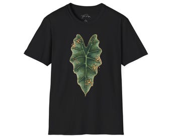 Rare Tropical Alocasia Illustration T-Shirt | Golden Accents, Plant Collector