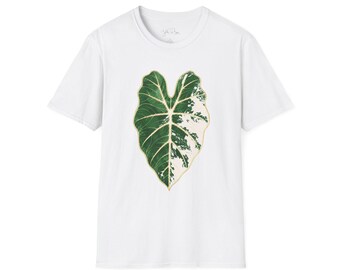 Albo Variegated Alocasia Frydek Illustrated T-Shirt, Gold Accent Plant Art