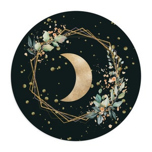 Geometric Gold Moon Mouse Pad / Computer Custom Mousepad Office Decor Desk Accessories Desk Pad