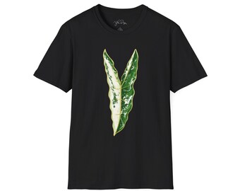 Variegated Tigrinya Alocasia Illustration T-Shirt | Gold Accent Rare Plant