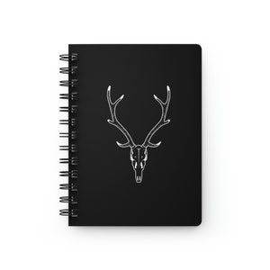 Axis Deer Spiral Bound Journal / Hunting Black and White Mens Women's Unisex Unique Gift Deer Skull Custom Spiral Notebook Lined notebook