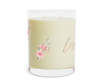 Floral Heart Soy Candle, White Tea & Fig Scent, 11oz