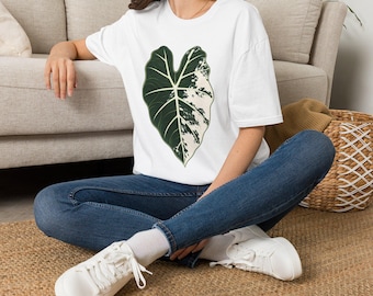 Alocasia Frydek Illustration T-Shirt | Colorful Botanical Plant Tee