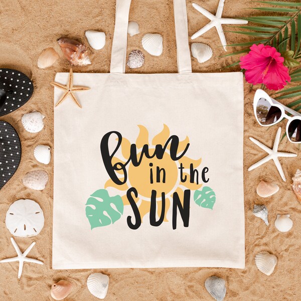 Fun in the Sun Retro Summer Beach Babe Bum Totebag Sunburn Repeat Hello Summer Tote Gift for Her Unisex Satchel Reusable Grocery Bag Shell
