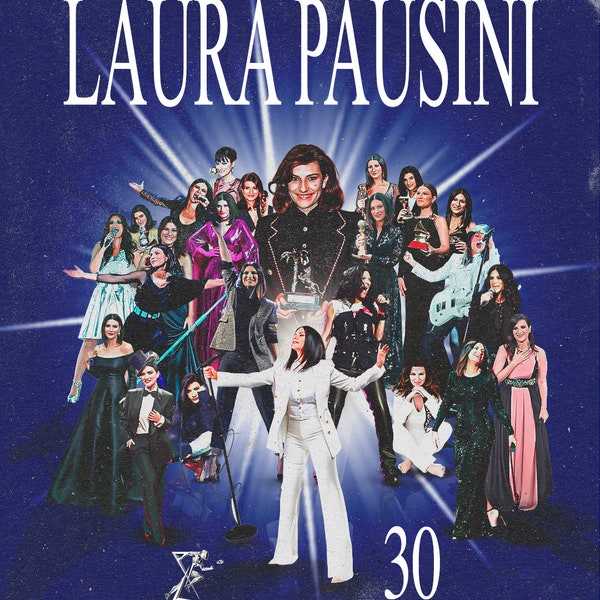 Digital Poster Laura Pausini - 30 Years of Career - Italian Music - Pop Icon - Printable