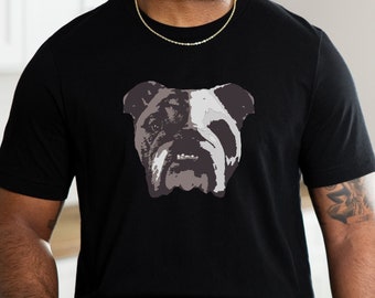 Rocco The Bulldog Face Tee - Dog Lovers T-shirt, Gift for Bulldog Dads, Father's Day Dog Shirt Gift, Birthday Gift Tee, Cool Bulldog Shirt