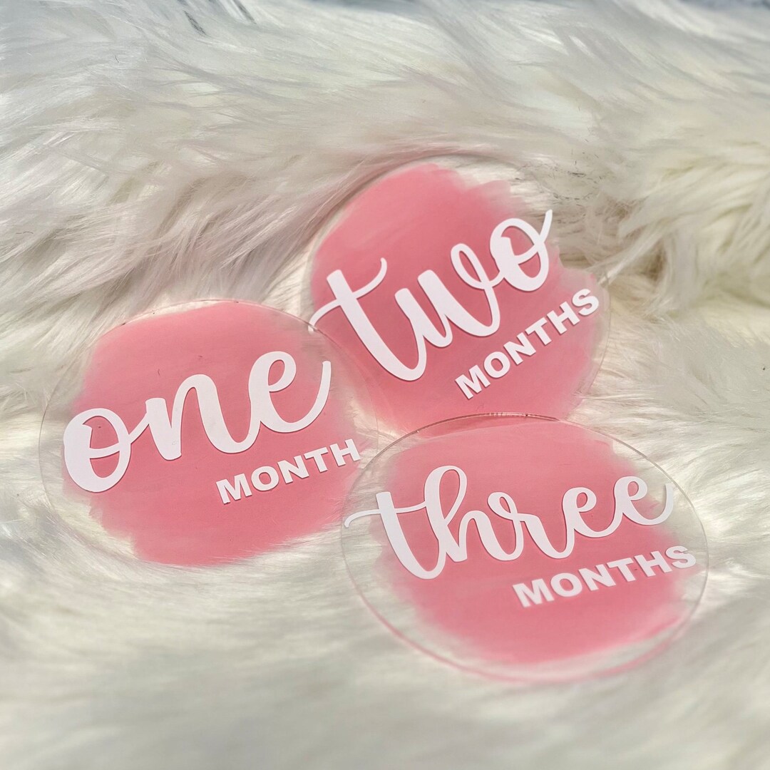 3.5" Acrylic Baby Monthly Milestone | Monthly Baby Milestone Rounds ...