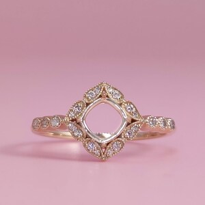 Solid Gold Embrace Clover Zircon Ring Setting, 10k 14k Gold Ring, milk Ring, Ashes Ring, Hair Ring, Resin Jewelry Blank Components