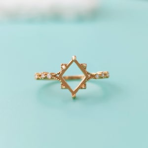 Montura de anillo en blanco de rombo retro de plata de ley 925, componentes en blanco para joyería de resina con cenizas de leche y cabello (para guardar recuerdos).