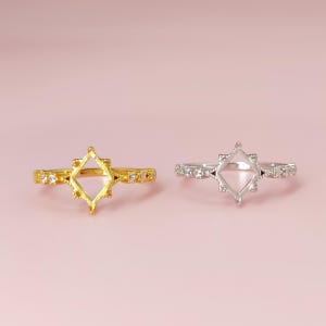 Solid Gold Retro Blank Ring Setting, 10k 14k Gold Ring, Keepsake Breastmilk Ashes Hair Resin Jewelry Blank Components