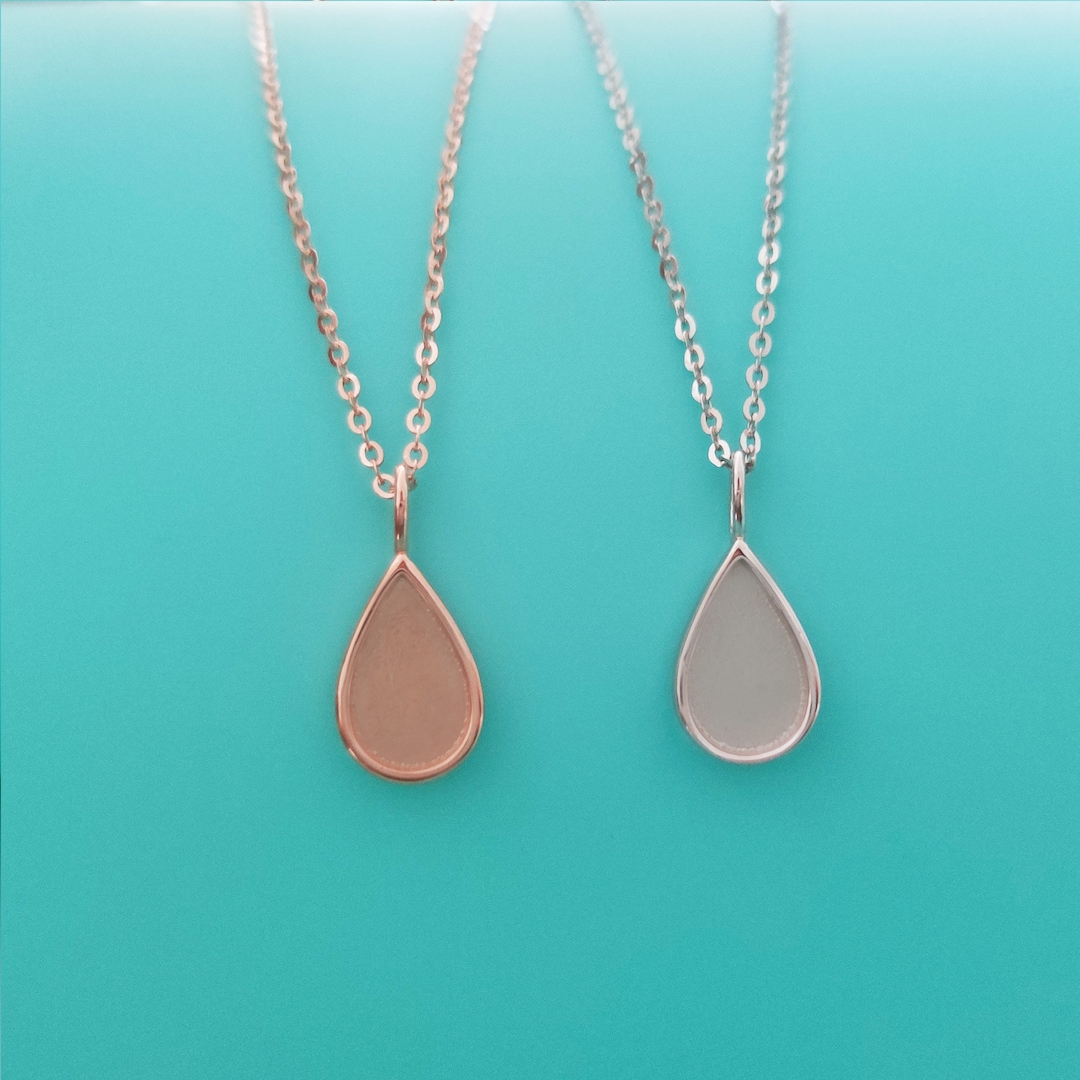Solid Gold Teardrop Necklace Setting 10k 14k Gold Pendant Etsy