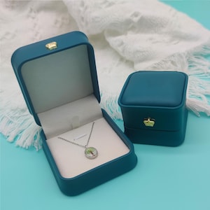 Jewelry Box PU Leather Crown Dark Blue Ring Box Necklace Boxes  Jewelry Case Jewelry Boxes