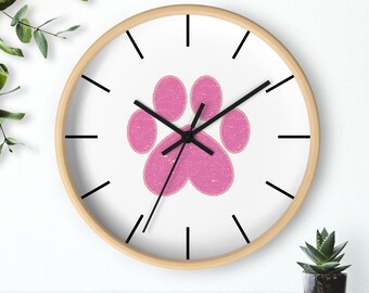 Heart Paw Print Wall Clock