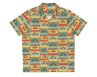 Retro Cassette Tape Men's Hawaiian Shirt (AOP)