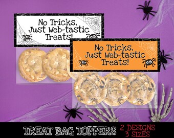 Adorno imprimible para bolsas de dulces de Halloween / A todo color y en blanco y negro / Recuerdos para fiestas escolares / Descarga en PDF