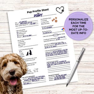 Printable Pup Profile Sheet | Dog Care Information for Pet Sitters ...