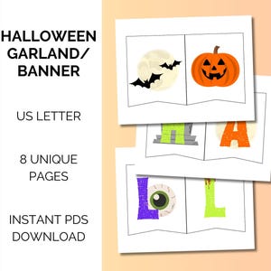 Halloween Garland Printable - Spooky & Fun Decor in Classic Halloween Colors
