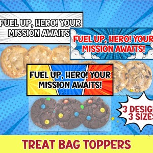 Superhero Party Favor Bag Toppers | Leckerlibeutel Topper | Geburtstags-Favorit | Super Held Thema zum Ausdrucken | Comic-Party