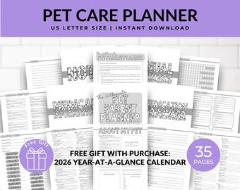 Ultimate Pet Parent Planner | Printable Pet Organizer | Vet Visit Log | Pet Health Tracker | Pet Information Binder | Instant Download