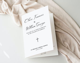 Catholic Wedding Program Template: Classic Minimalist Design (Printable PDF)