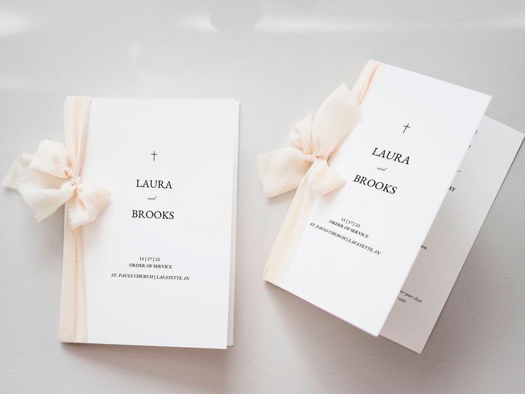 Catholic Wedding Program Template: Classic Minimalist Design (printable ...