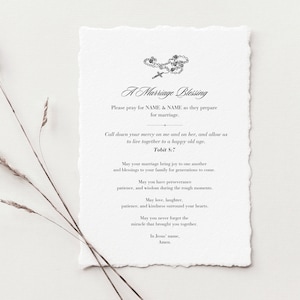 Plantilla de tarjeta de oración de boda imprimible - Descarga instantánea