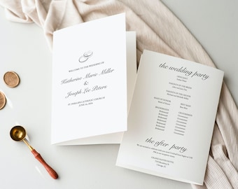 Catholic Wedding Program Template: Classic Minimalist Design (Printable PDF)