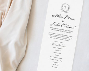 Printable Catholic Wedding Program Template - Instant Download
